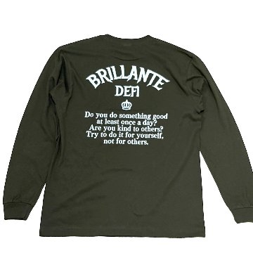 BRILLANTE DEFI 王冠バックプリント長袖Tシャツ　アーミーグリーンの画像