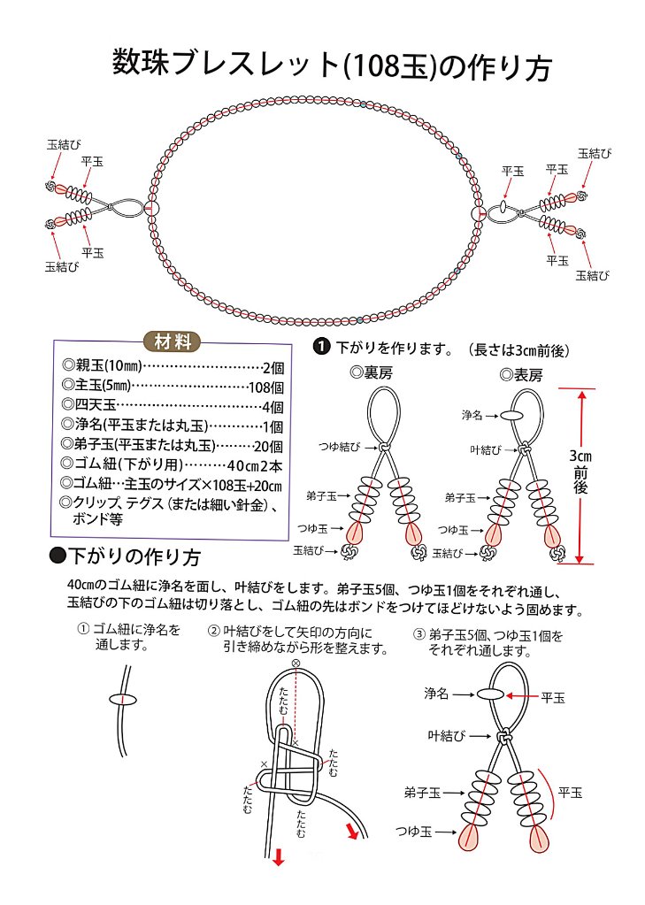 数珠ブレスレットの作り方(レシピの販売はしておりません)の画像