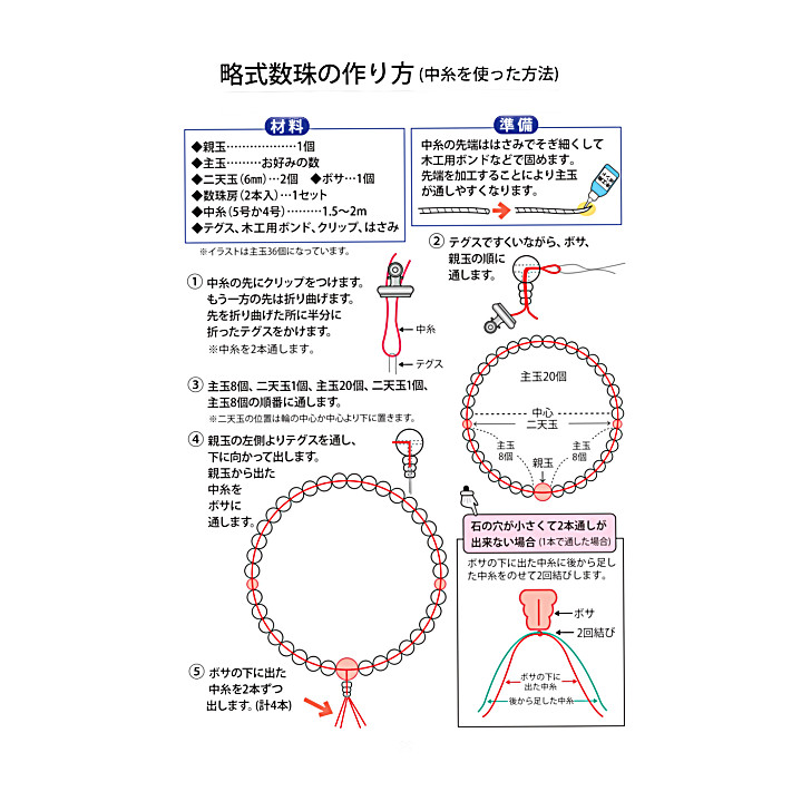 蛇結びをする略式数珠の作り方(初級者向き・レシピの販売はしておりません)の画像