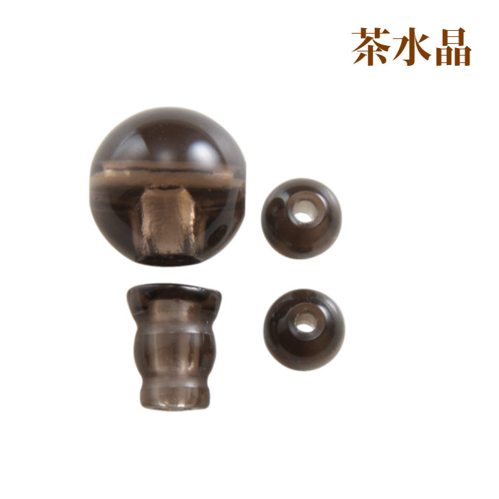 数珠 親玉 パーツ 茶水晶 親玉セット ボサ 玉 ぼさ 二天玉 Тホール スモーク―クオーツの画像