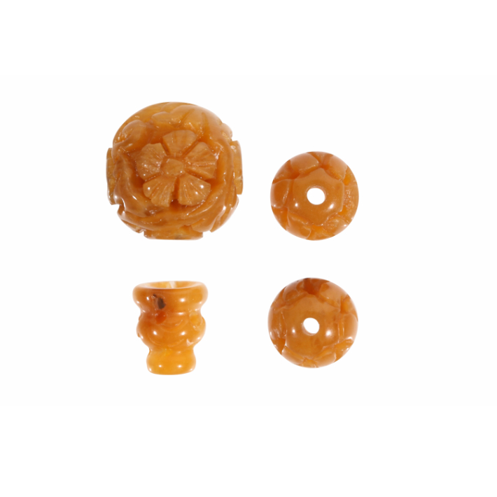 数珠 親玉 パーツ 黄玉彫刻 親玉セット ボサ 玉 ぼさ 二天玉 Тホール の画像