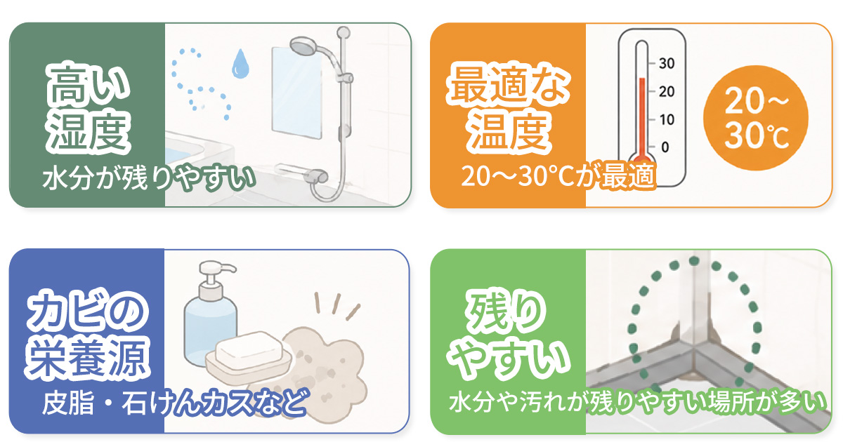 お風呂に黒カビが発生しやすい条件
