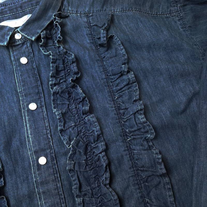 H.A.K 「ライトオンスデニム フリルブラウス」 Fの画像