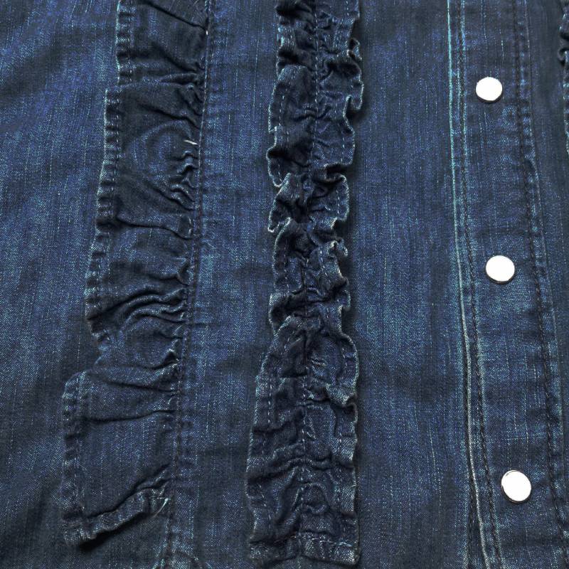 H.A.K 「ライトオンスデニム フリルブラウス」 Fの画像