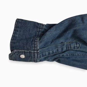 H.A.K 「ライトオンスデニム フリルブラウス」 Fの画像