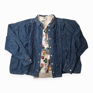 H.A.K 「ライトオンスデニム フリルブラウス」 Fの画像