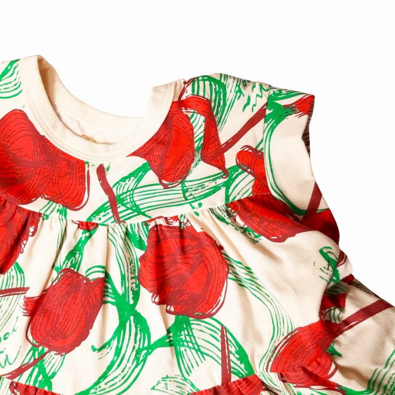 maarook「レッドリボンフラワーＰＴティアードワンピース」(90-130cm)  の画像