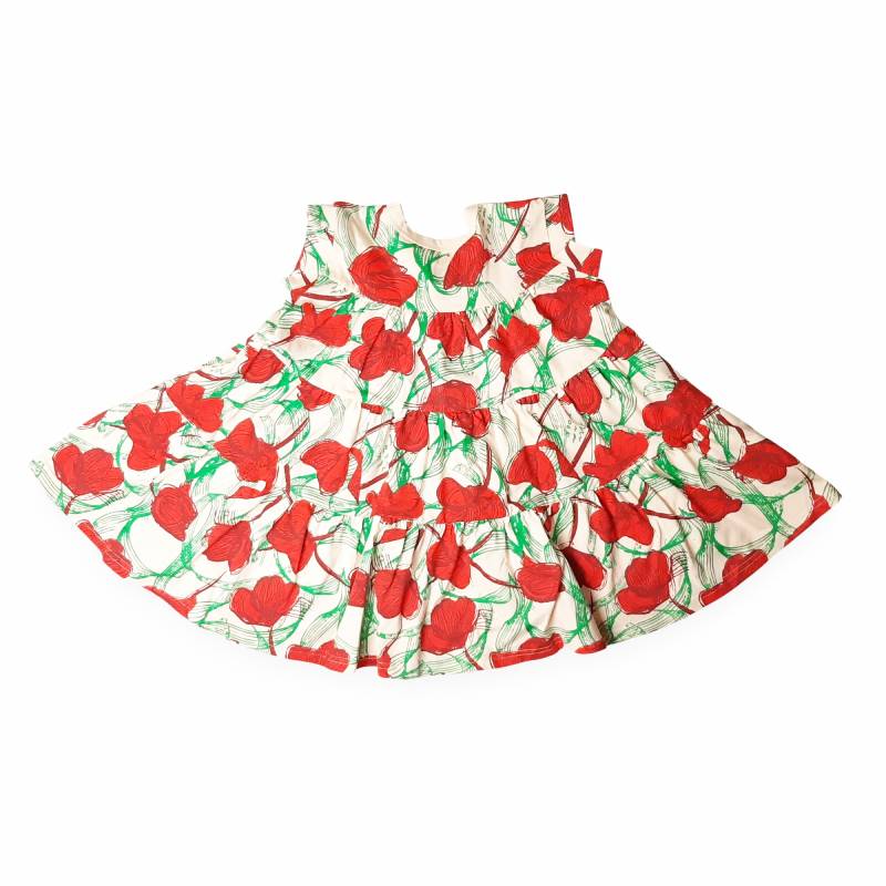 maarook「レッドリボンフラワーＰＴティアードワンピース」(90-130cm)  の画像