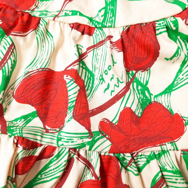 maarook「レッドリボンフラワーＰＴティアードワンピース」(90-130cm)  の画像