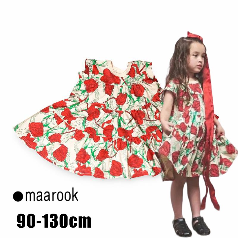maarook「レッドリボンフラワーＰＴティアードワンピース」(90-130cm)  の画像