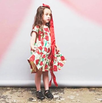 maarook「レッドリボンフラワーＰＴティアードワンピース」(90-130cm)  の画像