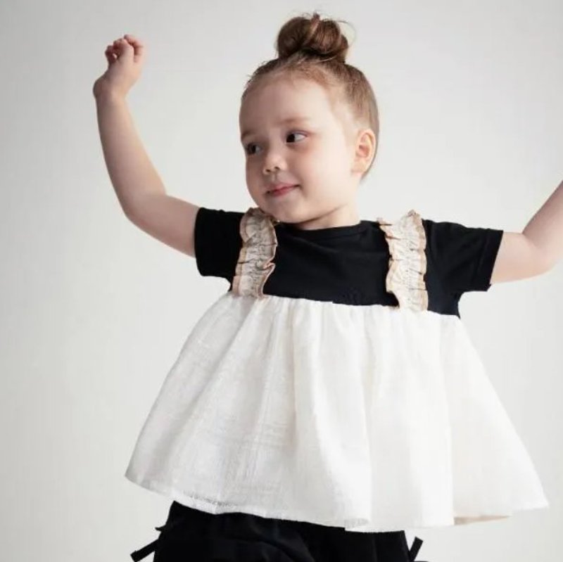 maarook「チェックオーガンジー切り替えキャミ レイヤード Tシャツ」(90-140cm) 【メール便送料無料】の画像