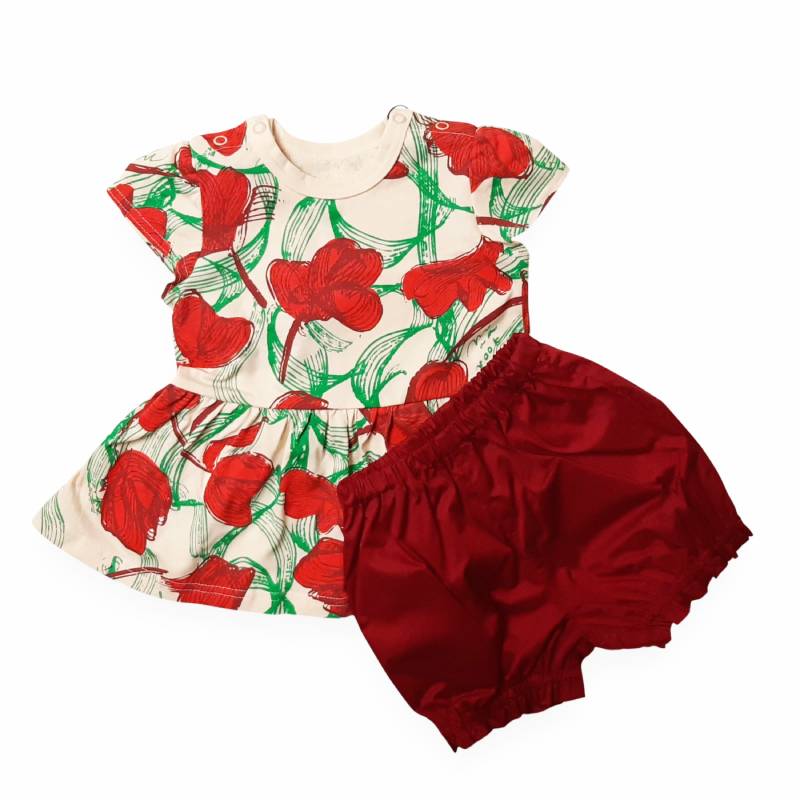 maarook「レッドリボンフラワーＰＴベビーセット」(80-90cm)   【メール便送料無料】の画像