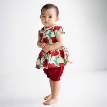 maarook「レッドリボンフラワーＰＴベビーセット」(80-90cm)   【メール便送料無料】の画像