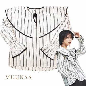 MUUNAA「ケープ衿ストライププリントブラウス」(Lady's)の画像