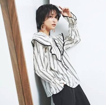 MUUNAA「ケープ衿ストライププリントブラウス」(Lady's)の画像