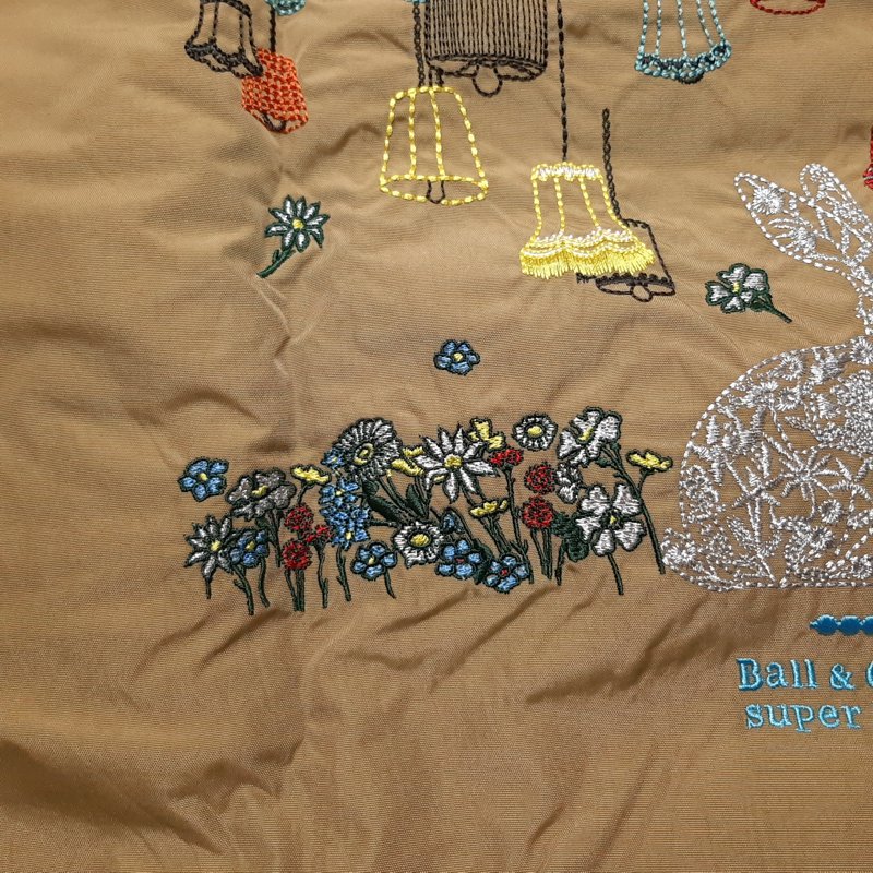 SUPER HAKKA 「〈Ball & Chainコラボ〉ランプとうさぎ刺繍トートバッグ」(Lサイズ)　【メール便送料無料】の画像