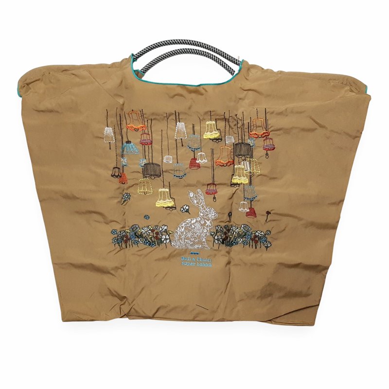 SUPER HAKKA 「〈Ball & Chainコラボ〉ランプとうさぎ刺繍トートバッグ」(Lサイズ)　【メール便送料無料】の画像