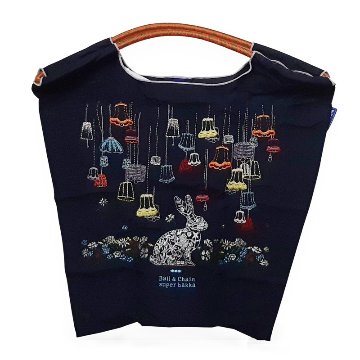 SUPER HAKKA 「〈Ball & Chainコラボ〉ランプとうさぎ刺繍トートバッグ」(Mサイズ)　【メール便送料無料】の画像