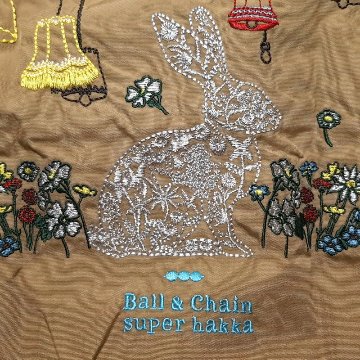 SUPER HAKKA 「〈Ball & Chainコラボ〉ランプとうさぎ刺繍トートバッグ」(Mサイズ)　【メール便送料無料】の画像