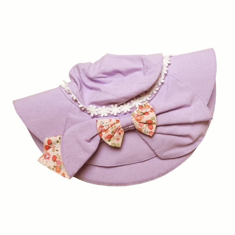 Souris スーリー 「リボン＆レース日よけ付きハット」（50-56cm）メール便対応可の画像