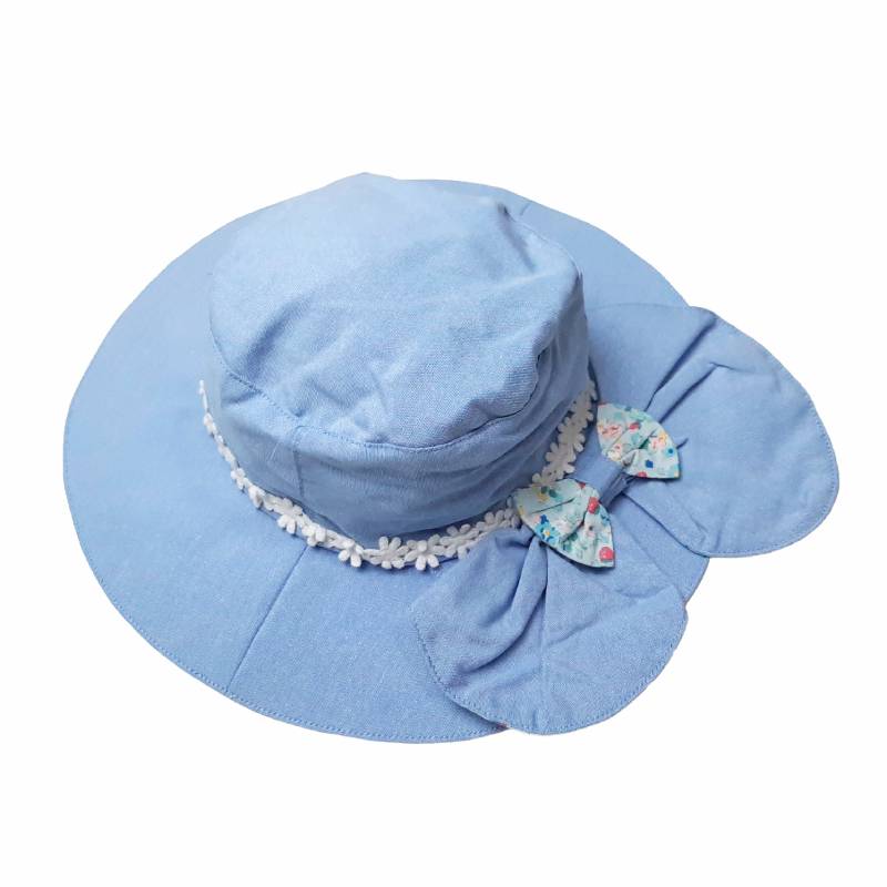 Souris スーリー 「リボン＆レース日よけ付きハット」（50-56cm）メール便対応可の画像