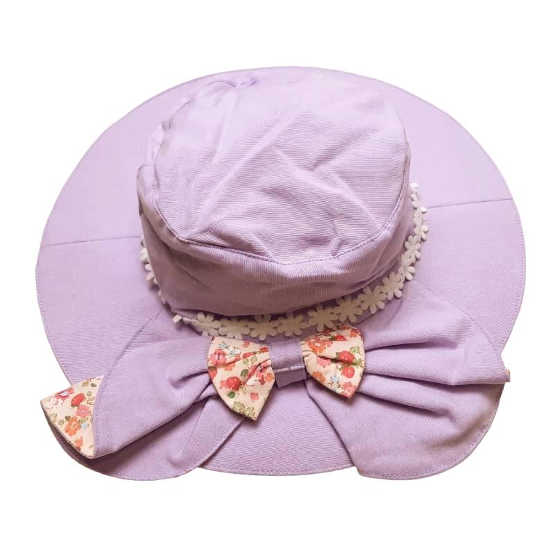 Souris スーリー 「リボン＆レース日よけ付きハット」（50-56cm）メール便対応可の画像