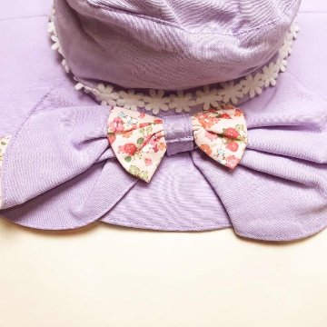 Souris スーリー 「リボン＆レース日よけ付きハット」（50-56cm）メール便対応可の画像