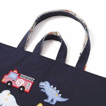 SLAP SLIP (スラップスリップ) 「恐竜＆はたらく自動車柄 リバーシブルレッスンバッグ」ワンサイズ【メール便送料198円対応】の画像
