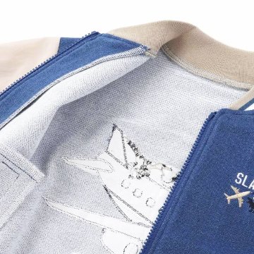 SLAP SLIP(スラップスリップ) 「恐竜＆飛行機刺繍 デニムニットスタジャン」(90-130cm) メール便送料198円対応可の画像