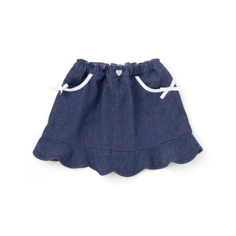 SLAP SLIP(スラップスリップ) 「ラメデニム リボン付きスカパン」(100-130cm) 【メール便送料198円対応】の画像