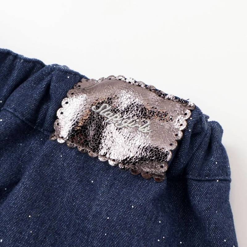 SLAP SLIP(スラップスリップ) 「ラメデニム リボン付きスカパン」(100-130cm) 【メール便送料198円対応】の画像