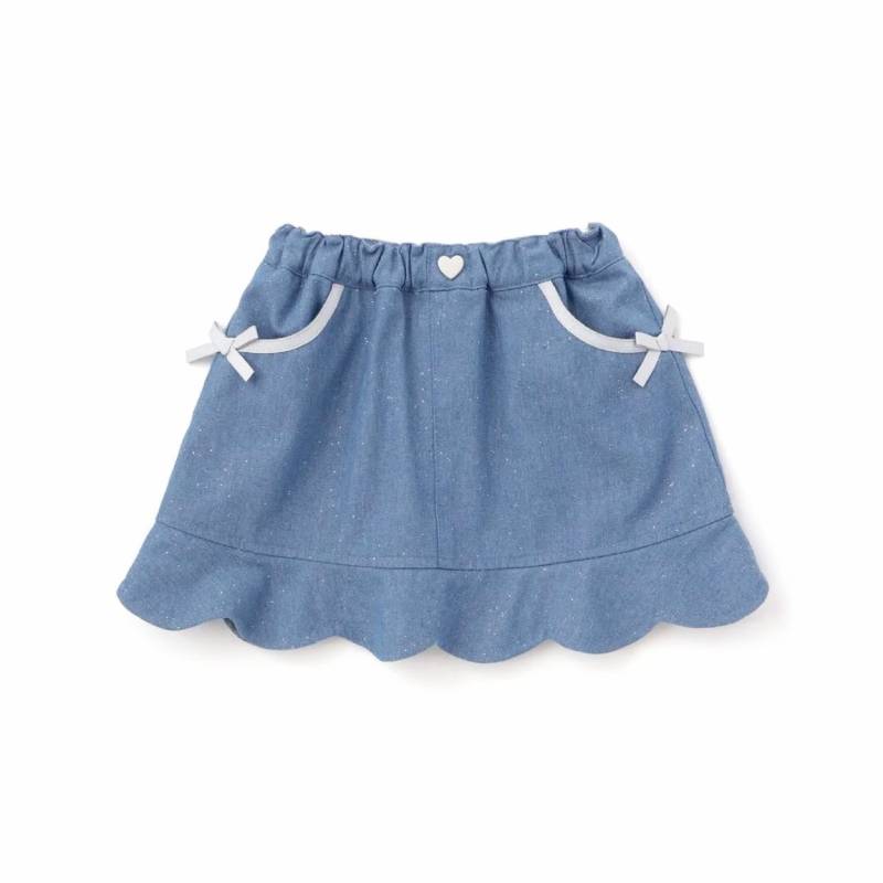 SLAP SLIP(スラップスリップ) 「ラメデニム リボン付きスカパン」(100-130cm) 【メール便送料198円対応】の画像