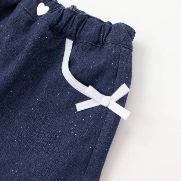 SLAP SLIP(スラップスリップ) 「ラメデニム リボン付きスカパン」(100-130cm) 【メール便送料198円対応】の画像