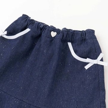 SLAP SLIP(スラップスリップ) 「ラメデニム リボン付きスカパン」(100-130cm) 【メール便送料198円対応】の画像
