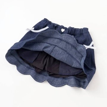 SLAP SLIP(スラップスリップ) 「ラメデニム リボン付きスカパン」(100-130cm) 【メール便送料198円対応】の画像