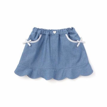 SLAP SLIP(スラップスリップ) 「ラメデニム リボン付きスカパン」(100-130cm) 【メール便送料198円対応】の画像