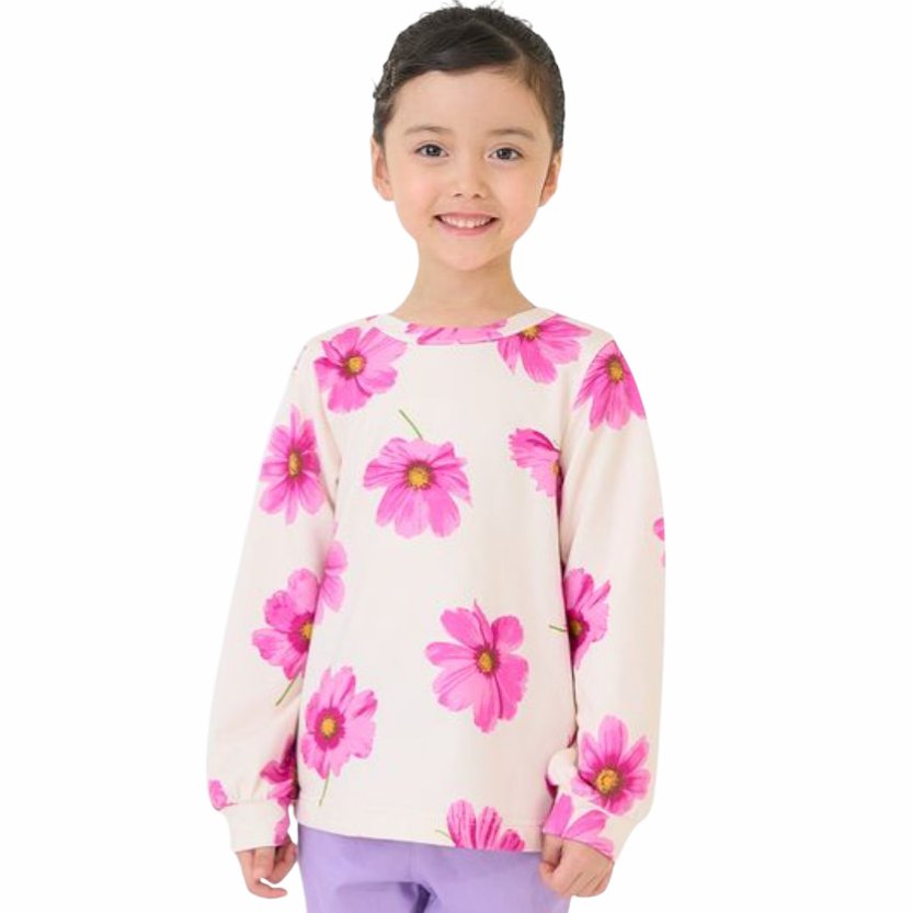 SALE hakkakids コスモスプリント Aライン ミニ裏毛 トレーナー 90 100 110 120 130 140 の画像