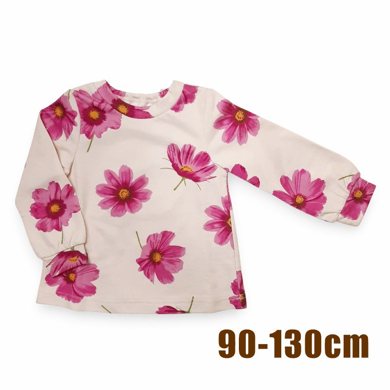 SALE hakkakids コスモスプリント Aライン ミニ裏毛 トレーナー 90 100 110 120 130 140 の画像