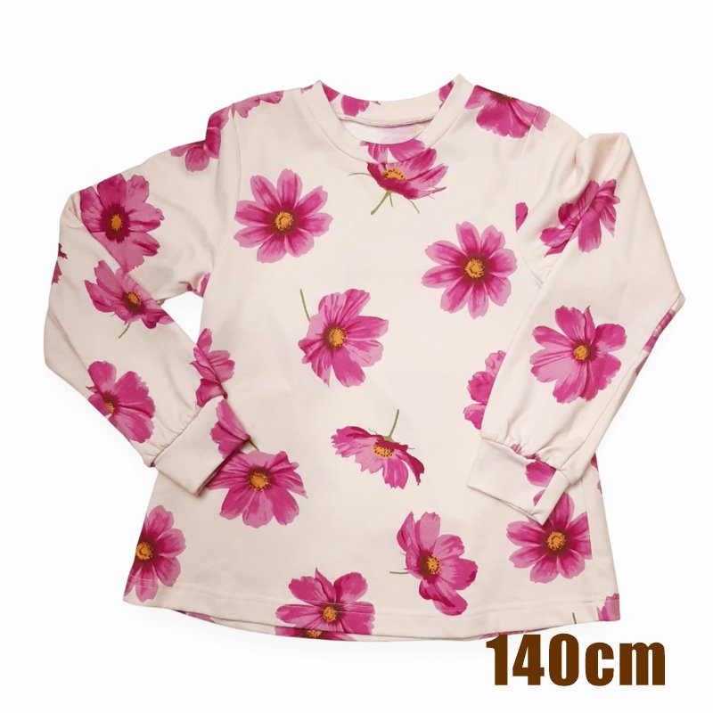 SALE hakkakids コスモスプリント Aライン ミニ裏毛 トレーナー 90 100 110 120 130 140 の画像