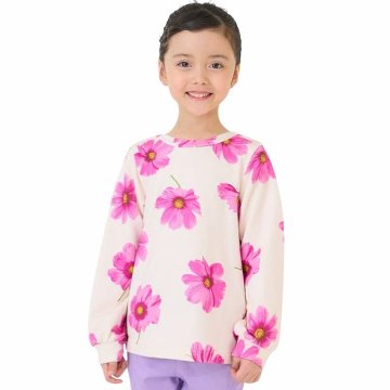 SALE hakkakids コスモスプリント Aライン ミニ裏毛 トレーナー 90 100 110 120 130 140 の画像