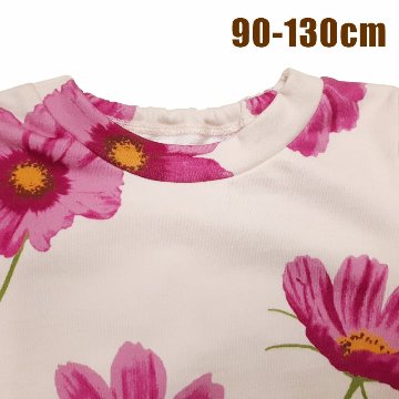 SALE hakkakids コスモスプリント Aライン ミニ裏毛 トレーナー 90 100 110 120 130 140 の画像