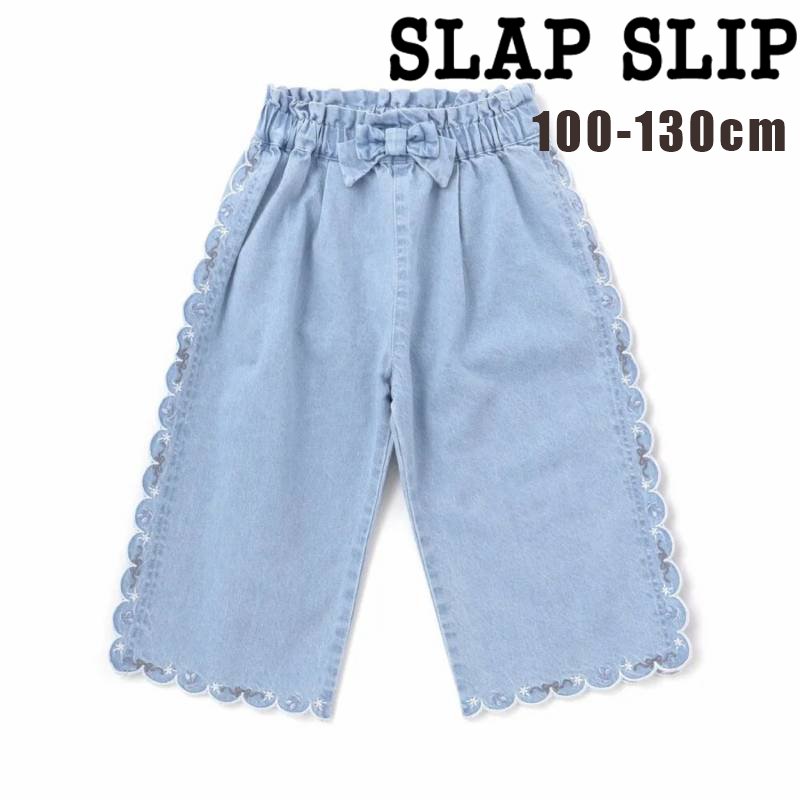 SLAP SLIP(スラップスリップ) 「サイド＆裾スカラップ7分丈デニムパンツ」(100-130cm) 【メール便送料198円対応】の画像