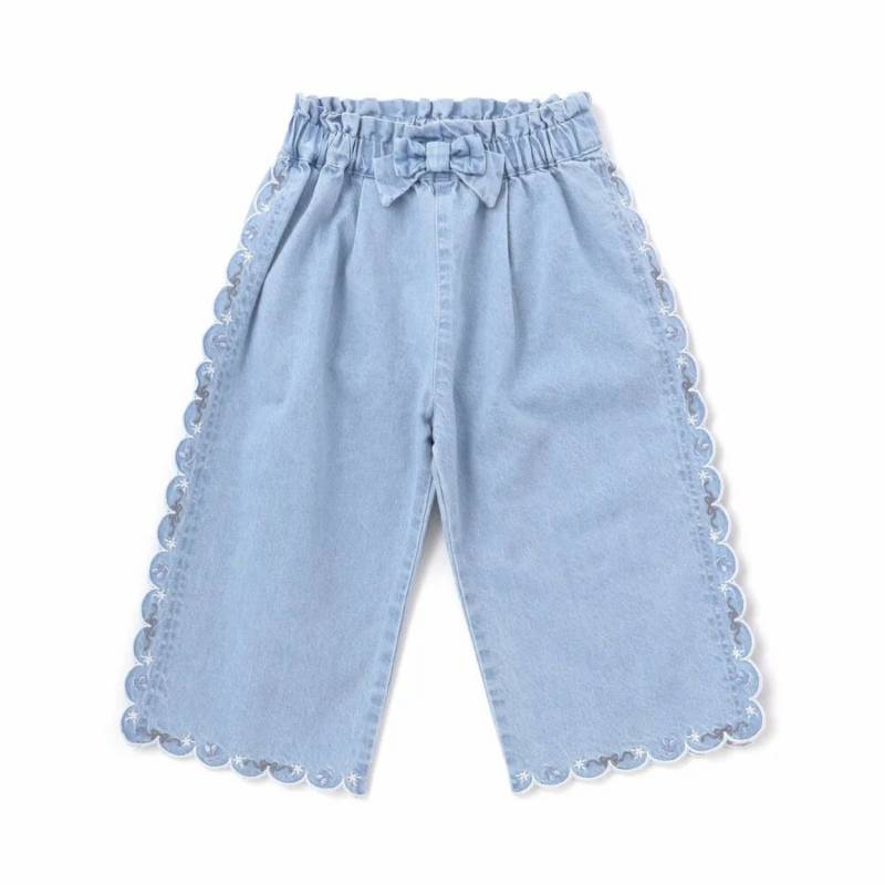 SLAP SLIP(スラップスリップ) 「サイド＆裾スカラップ7分丈デニムパンツ」(100-130cm) 【メール便送料198円対応】の画像