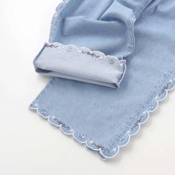 SLAP SLIP(スラップスリップ) 「サイド＆裾スカラップ7分丈デニムパンツ」(100-130cm) 【メール便送料198円対応】の画像