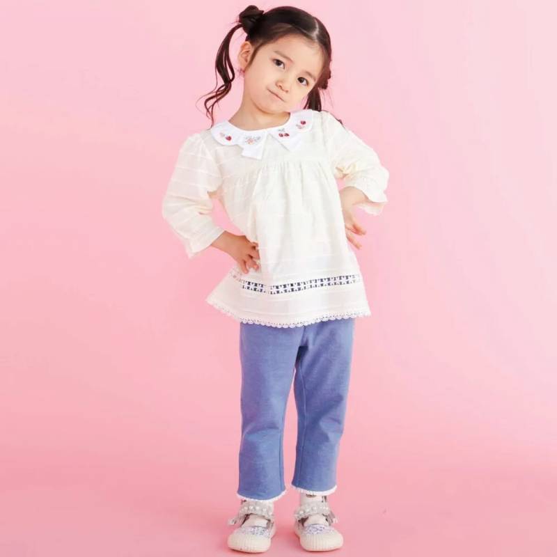 SLAP SLIP(スラップスリップ) 「折り返し裾7分丈ストレッチパンツ」(80-120cm) 【メール便送料198円対応】の画像