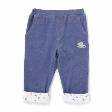 SLAP SLIP(スラップスリップ) 「恐竜＆乗り物刺繍入り 折り返し裾7分丈ストレッチパンツ」(80-120cm) 【メール便送料198円対応】の画像