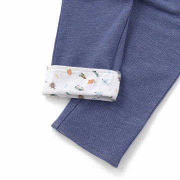 SLAP SLIP(スラップスリップ) 「恐竜＆乗り物刺繍入り 折り返し裾7分丈ストレッチパンツ」(80-120cm) 【メール便送料198円対応】の画像