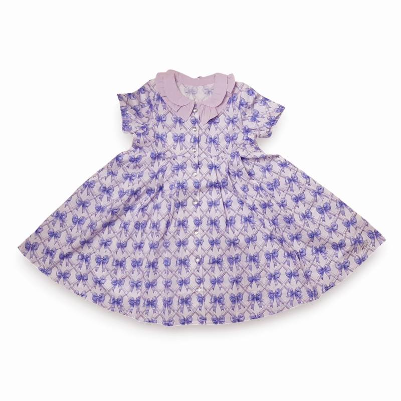 nino「リボン格子プリント前開きワンピース」(90-140cm) の画像