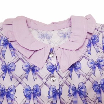 nino「リボン格子プリント前開きワンピース」(90-140cm) の画像